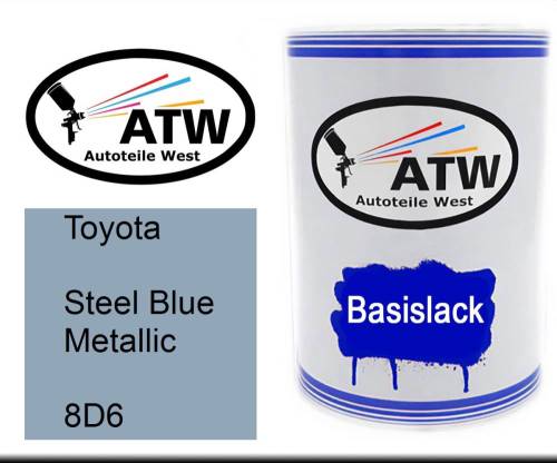 Toyota, Steel Blue Metallic, 8D6: 500ml Lackdose, von ATW Autoteile West.